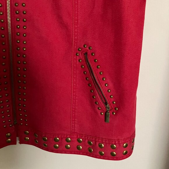 DG2 by Diane Gilman Red Women's Denim Jacket Size Large - Picture 2 of 6